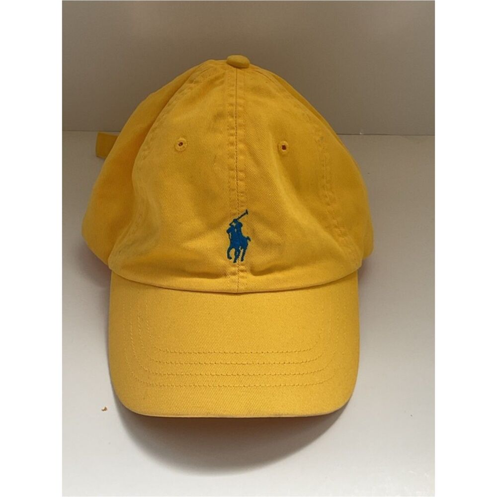 Polo Ralph Lauren Hat Yellow Cotton Baseball Cap Adjustable One Size Strapback